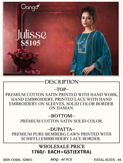Ganga julisse 5015 cotton dress material wholesale price